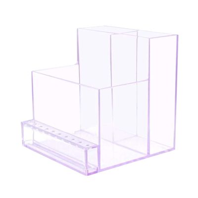 10 Holes Bits Holder Stand Displayer Organizer Manicure Tools Box with Premium Quality, Clear Purple