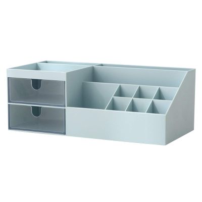WMLIFE Cosmetic Storage Box, Makeup Organizer Cabinet/Drawer Type Vanity Organizer/Dormitory Desktop Sundries Storage Shelf (24.5 * 12 * 9.1cm, Blue)