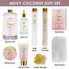 Luxury Bath Gift Set - Home Spa Gift Basket with Milky Coconut Scent, Vitamin E & Shea Butter with Shower Gel, Bath Salt & Crystals, Body Scrub, Hand Cream, Body Oil, Bath Pillow, Wooden Crate & More view 2