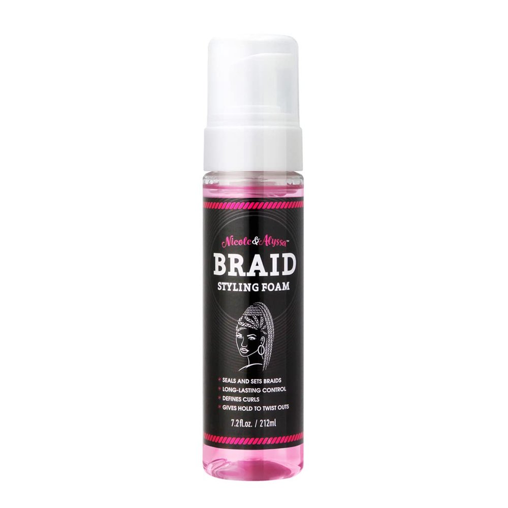 Nicole & Alyssa - Braid Styling Foam 7.2oz - Premium Braid Foam Control Mousse - Extra Hold & High Shine for Braids, Twists, Locs - Moisturizing Formula, Flake-Free - Lightweight