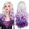 Beweig Long Curly Wavy Silver Grey to Purple Wig Side Part Natural Looking Synthetic Cosplay Wig for Women view 1