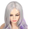 Beweig Long Curly Wavy Silver Grey to Purple Wig Side Part Natural Looking Synthetic Cosplay Wig for Women view 3