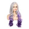 Beweig Long Curly Wavy Silver Grey to Purple Wig Side Part Natural Looking Synthetic Cosplay Wig for Women view 4