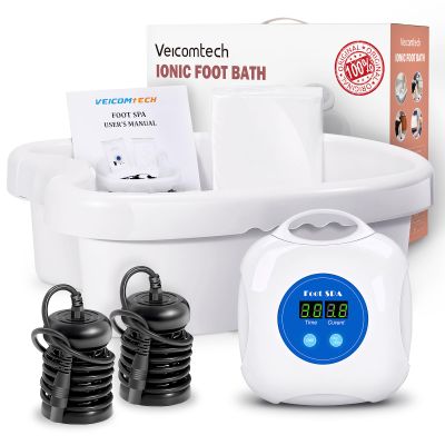 Upgrade Ionic Foot Bath Detox Machine - Ionic Detox Foot Bath, Foot Detox Machine, Touch ON/OFF, LCD & Timer for Home Use Beauty Salon with Tub (2 Arrays,10 Tub Liners)