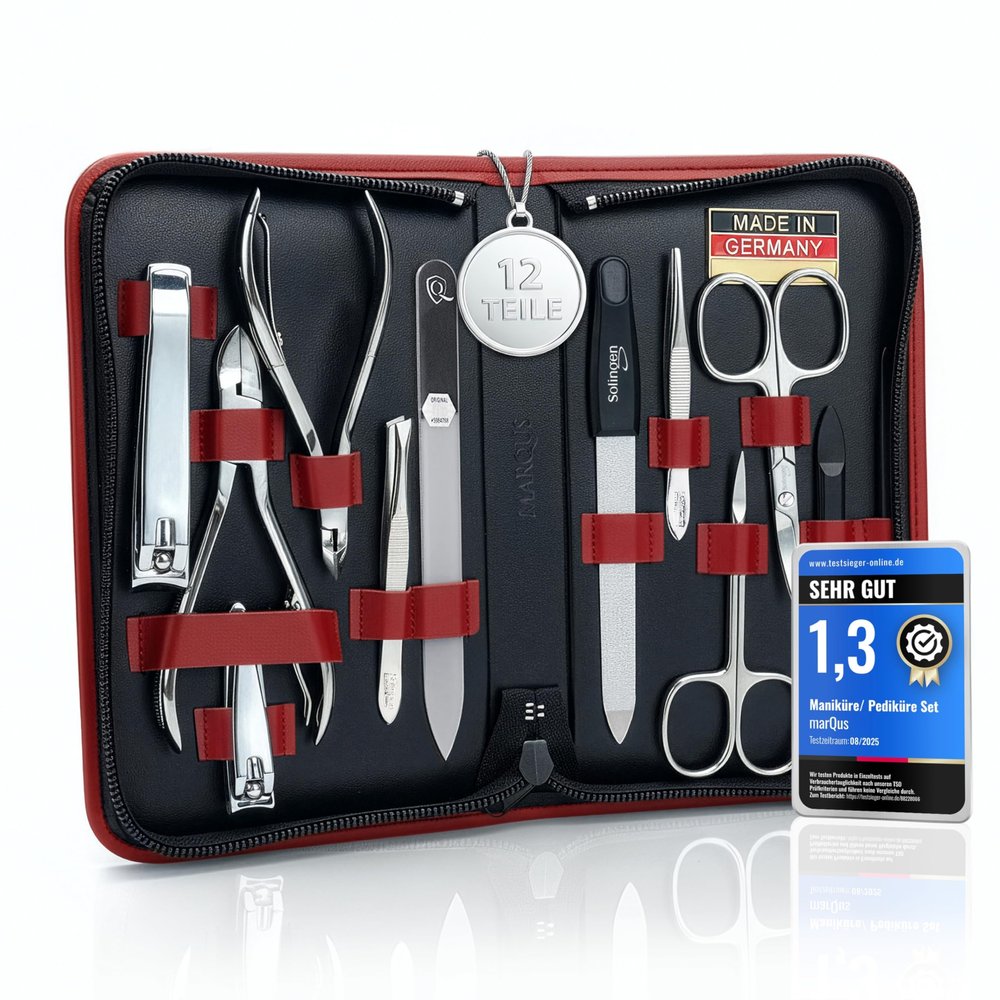 Manicure Set Women and Men  12-Piece Professional Grooming Kit with Premium Tools, Genuine Leather Case, and exclusive Glass Nail File for Hand & Foot Care, German Quality