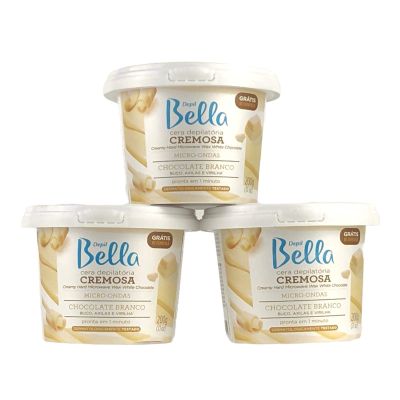 Depil Bella Brazilian Microwave Creamy Hard Wax | White Chocolate | 200g | Painless Hair Removal with Nourishing Formula | Smooth and Silky Skin | Quick and Easy (3 PACK)