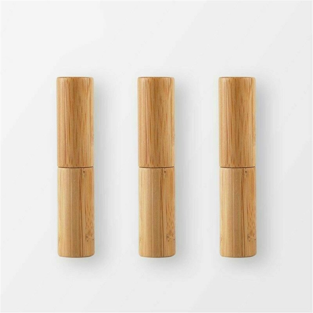 10 Pieces Empty Bamboo Lipstick Tubes,Wooden Bamboo Lipstick Tubes,Lip Balm Tubes,Balm Gloss Tubes Containers,Refillable Balm Lip Gloss Tube Holder Container,for DIY Makeup Cosmetic Travel Everyday