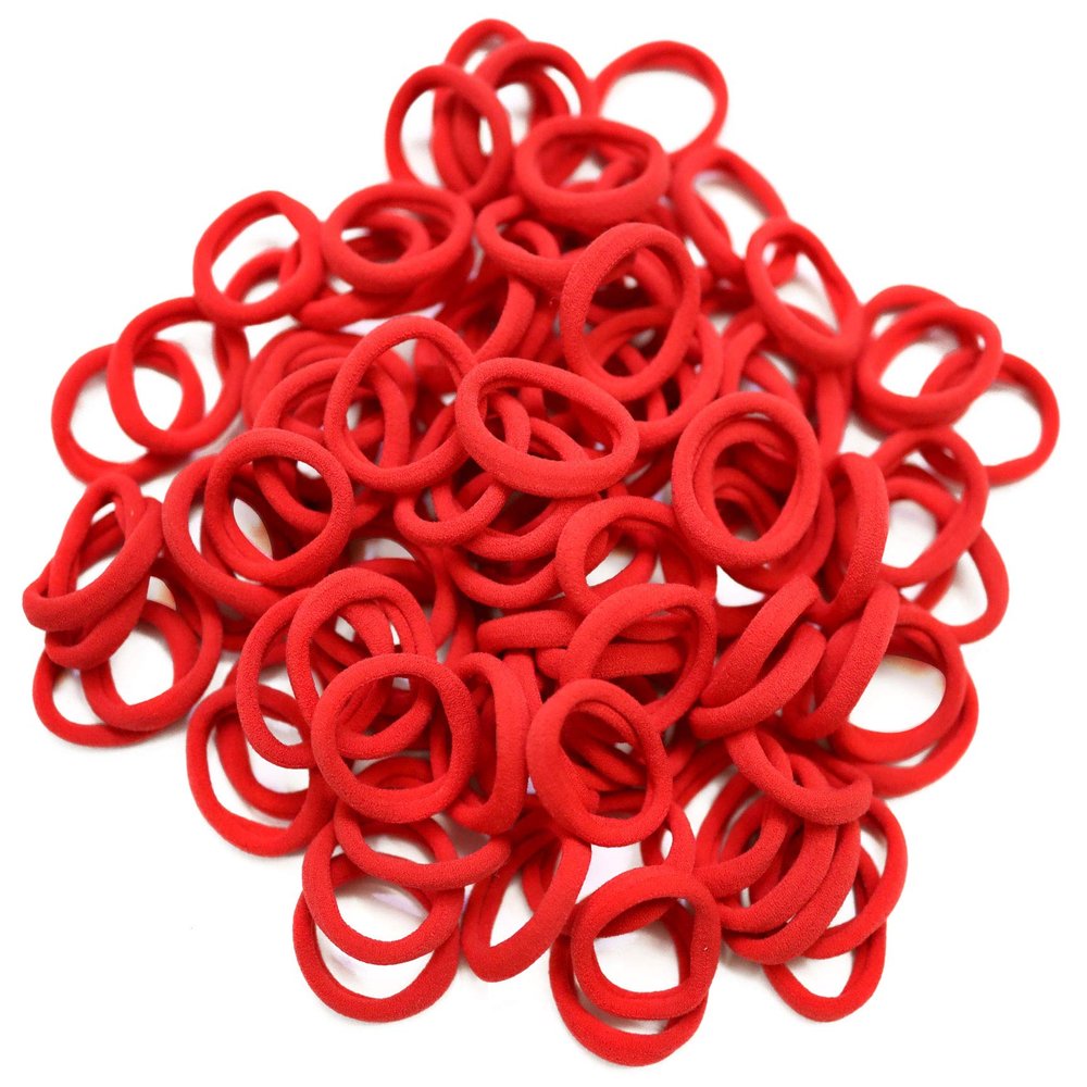 100Pcs Thick Hair Ties Seamless Cotton Hair Bands Elastics Ponytail Holders No Damage Hair Ties Diameter 1.5 inch for Women Girls Kids Toddler Thick Hair Chinese New Year