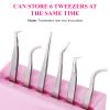 Pretty memory Lash Tweezer Holder 6 Holes Tweezer Holder for Eyelash Extensions Tweezer Stand Display Storage Eyelashes Extension Supplies Lash Accessories Tools, Pink view 4