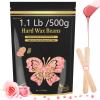 Auperwel Wax Beads for Hair Removal, 1.1LB Painless Salon Hard Wax Beans for Bikini, Eyebrow Facial, At Home Pearl Waxing Beads for Sensitive Skin with 20 Spatulas for Women Men(Rose) view 1
