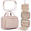 BAGSMART Toiletry Bag Hanging Travel Makeup Organizer with TSA Approved Transparent Cosmetic Bag Makeup Bag for Full Sized Toiletries, Medium-Pink view 1