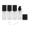 30ml/1oz Frosted Glass Lotion Bottle,4 Pcs Square Liquid Foundation Bottle Cosmetic Cream Bottle Travel Essence Emulsion Packaging Container With Pump Head (black) view 1