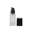 30ml/1oz Frosted Glass Lotion Bottle,4 Pcs Square Liquid Foundation Bottle Cosmetic Cream Bottle Travel Essence Emulsion Packaging Container With Pump Head (black) view 2