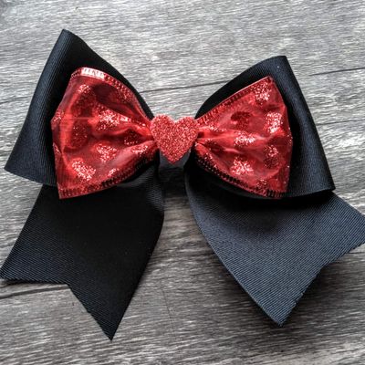 Black Valentines Day Hair Bow