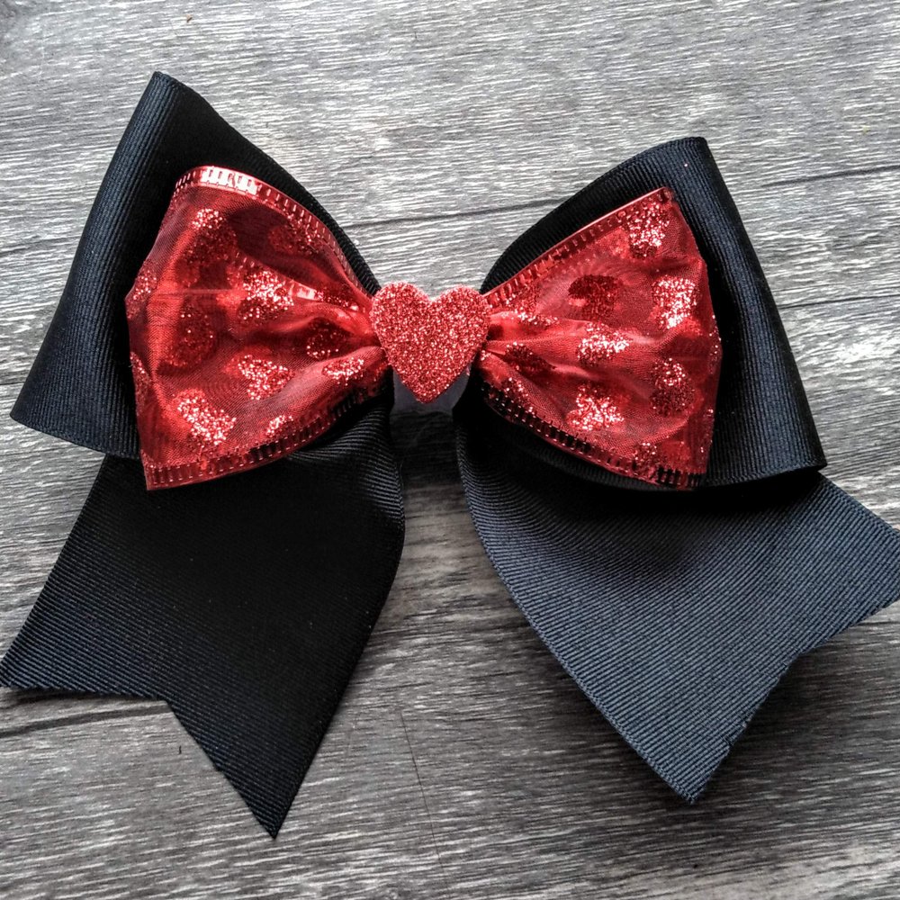 Black Valentines Day Hair Bow