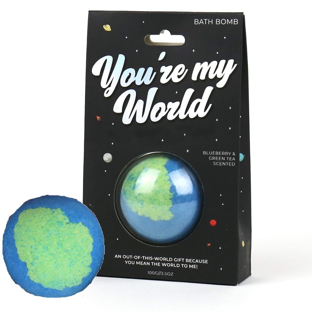Gift Republic You are My World Bath Bomb Blueberry and Green Tea Scented Bath Bomb Gift Republic Earth Shaped Bath Time Fun Pampering Gift