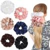 Chuangdi 6 Pieces Big Satin Scrunchies for Women, Jumbo Silk Scrunchies Thick Elastic Jumbo Hair Tie(Champagne, White, Light Pink, Coffee, Black, Navy Blue) view 1