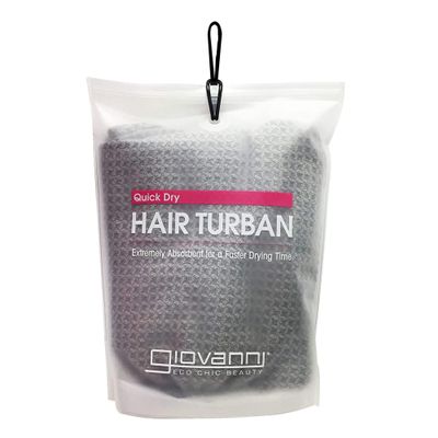 Giovanni Hair Turban Quick Dry Extremely Absorbent Accessory Gently Dries Hair After Washing, Great for Fine or Thick Hair, Works on Curly or Straight Hair Types, Comfortably Stays in Place, Gray
