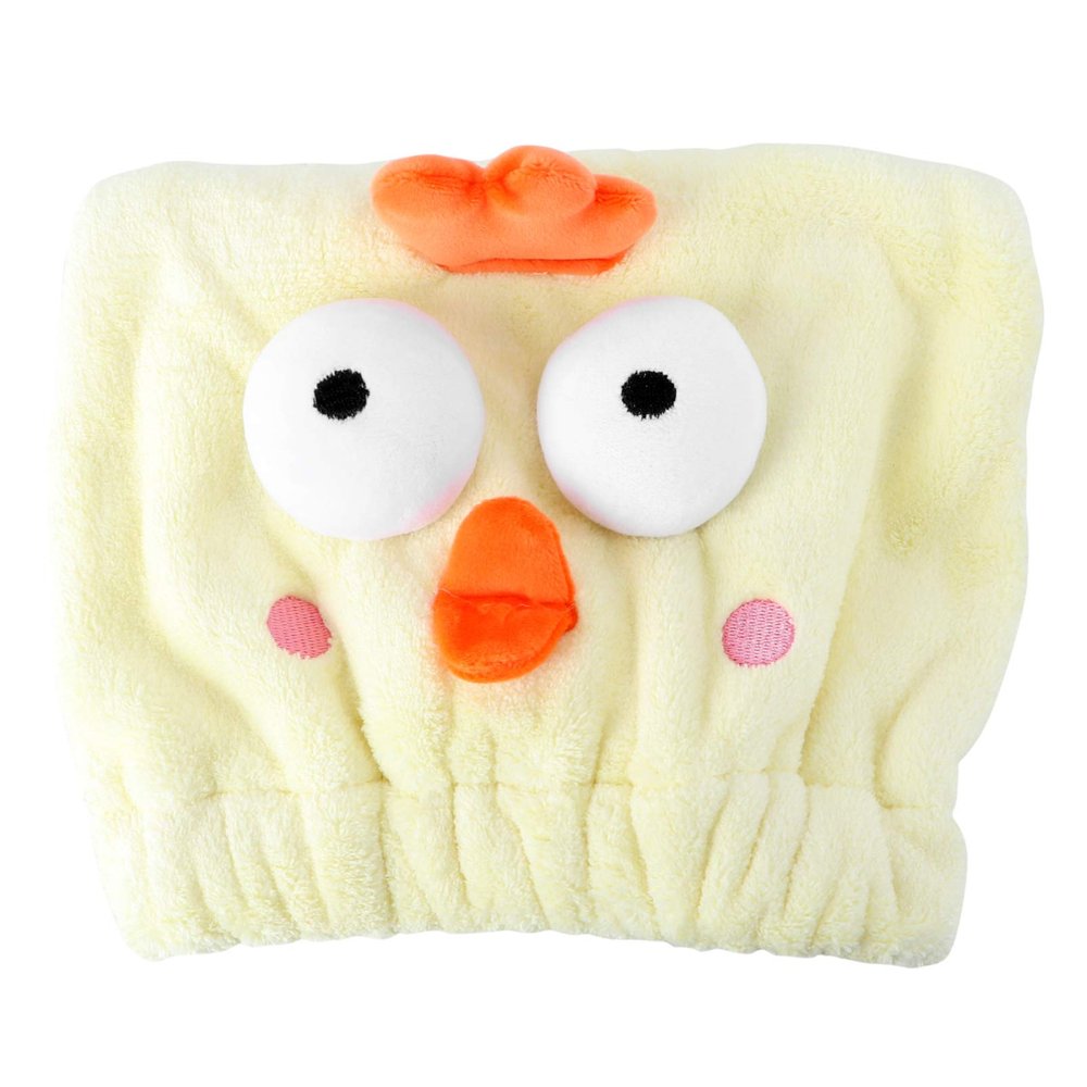 Cabilock 1pc Coral Fleece Quick Dry Hair-Drying Cap Cute Cartoon Yellow Towel Hat for Women and Boys and Girls Absorbent Shower Turban for and Hair for Spa and Bath Use