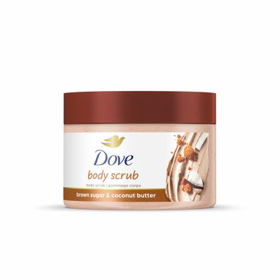 Dove Scrub Brown Sugar & Coconut Butter For Silky Smooth Skin Body Scrub Exfoliates & Restores Skin's Natural Nutrients 10.5 oz