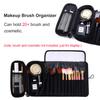 YUESI Rolling Makeup Brush Bag, Cosmetic Brushes Organizer for Women Portable Travel Bag (Black) view 2