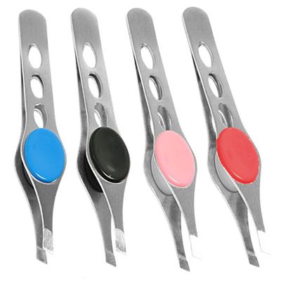 1 Stainless Steel Eyebrow Tweezers Slanted Precision Tip Hair Tweezerette 4-inch