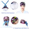 Fassave Women's 2Pcs Working Buttons Ribbon Tie, Adjustable Ponytail Sweatband Long Hair Cap, Color 11, Large view 2