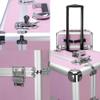 3 in 1 Aluminum Makeup Case,CAMORSA Beauty Cosmetic Organizer Makeup Travel Case Box Train Case Trolley Professional Artist Organizer Box Kit with 4 Wheels and Keys(Light Pink),Abpet4in1 view 4