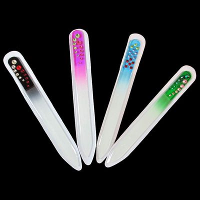 4PC Crystal Glass Nail Files w/Case Manicure Nail Care Pedicure Fingernail File Crystal Nail Files Set with Box 4 Piece Beauty Glass Nail File with Case Quality Premium Crystal Nail File for Natural