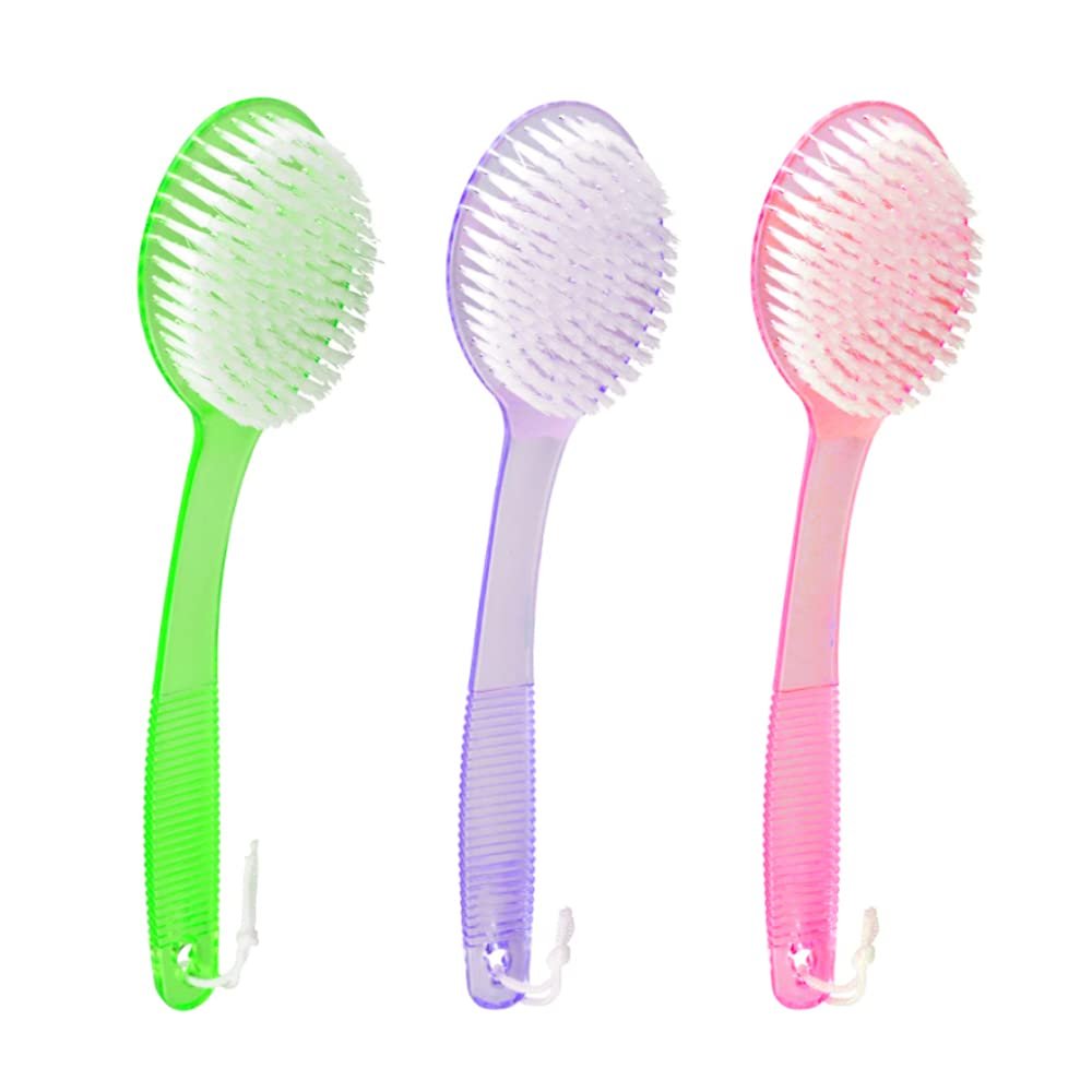 NinthAvenue Basics 3 Pc Exfoliating Back Scrub Shower Bath Body Brush Scrubber Massager 14inch Spa,Blue