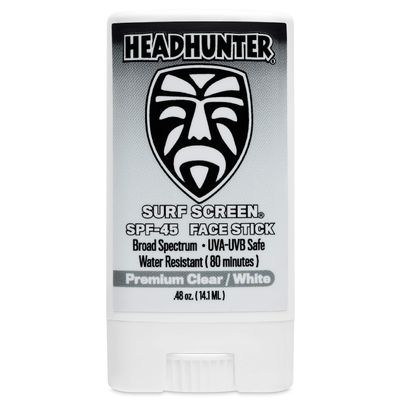 Headhunter Sunscreen Face Stick SPF 45, Waterproof Surf Sunblock for Waterman, Water-Resistant Facial Sunscreen for Ultra-Sport Protection and Solar Defense (80 min), Clear White (1 pack)