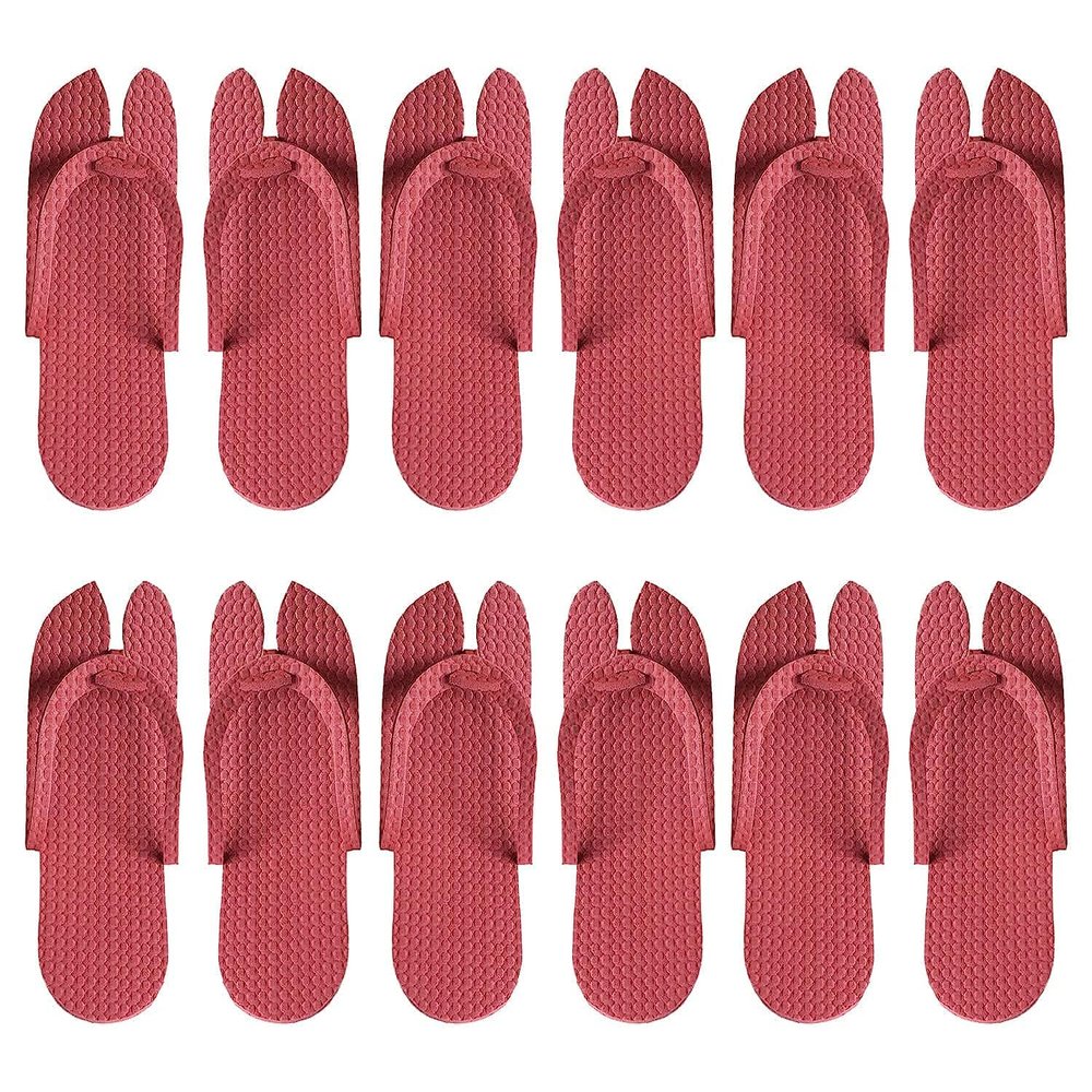 Spa and Hotel Accessories, Guest House Kit Guest Room Free Size 5MM Sole Disposable Slipper (Pack of 50), Red, Medium