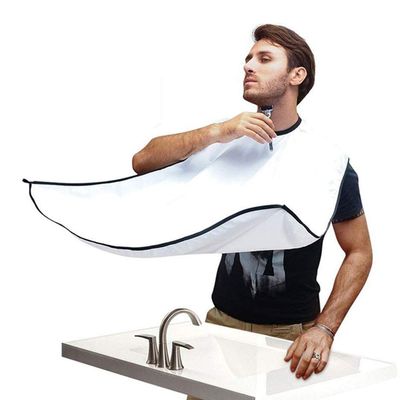 Beard Apron Beard Bib Hair Catcher mens gifts for birthday unique husband gifts With 2 Suction Grooming Accessories For Men For Sink Shaving And Trimming (White)