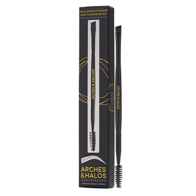 Arches and Halos Dual Ended Powder and Pomade Brush - Eyebrow Brush with Spoolie for Blending Sharp Edges - Create Hair-Like Strokes - 1 pc