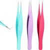 3 Pcs Tweezers for Ingrown Hair Remover Sharp Blackhead Remover Stainless Steel Tweezers Precision Eyebrow and Shards(Rose Red, Purple, Blue) view 1