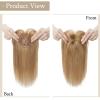 100% Real Human Hair Top Hairpieces for Womem with Bangs 150% Density Natural Mono Base Crown Topper Clip in on Hair Piece Straight Middle Part for Hair Loss Thinning Hair Gray 14 Inch 27# Dark Blonde view 2