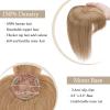 100% Real Human Hair Top Hairpieces for Womem with Bangs 150% Density Natural Mono Base Crown Topper Clip in on Hair Piece Straight Middle Part for Hair Loss Thinning Hair Gray 14 Inch 27# Dark Blonde view 4