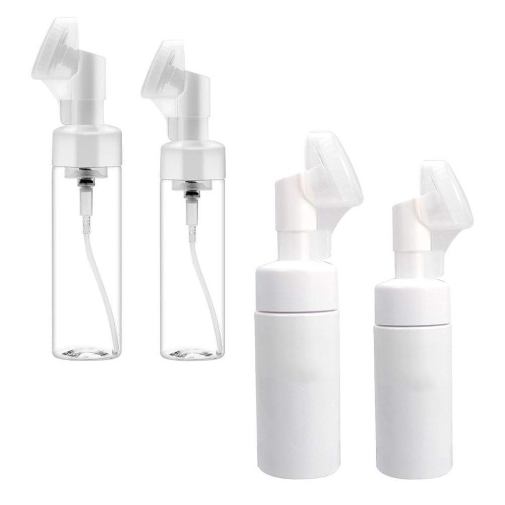 4pcs Foaming Soap Pump Bottle Brush Manual Face Cleansing Brush Cosmetic Bottle Facial Wash Gel Cleansing Milk