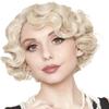 Kaneles Short Blonde Curly Wig Finger Wave Synthetic Hair for Women 1920s Halloween Cosplay Costume Party Come with Wig Cap (Blonde) view 1