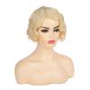 Kaneles Short Blonde Curly Wig Finger Wave Synthetic Hair for Women 1920s Halloween Cosplay Costume Party Come with Wig Cap (Blonde) view 4