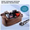 Elviros Toiletry Bag for Mens PU Leather Travel Organizer Kit with Hanging hook, Large Water-resistant Toiletries Bathroom Shaving Bag, Gift For Men (Dark Brown) view 2