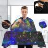 visesunny Barber Cape Abstract Bright Colorful Universe Nebula Night Starry Sky Multicolor Shiny Outer Space Glittering Polyester Hair Cutting Salon Cape Apron Anti-Static Haircut Water-Resistant S view 3