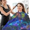 visesunny Barber Cape Abstract Bright Colorful Universe Nebula Night Starry Sky Multicolor Shiny Outer Space Glittering Polyester Hair Cutting Salon Cape Apron Anti-Static Haircut Water-Resistant S view 4