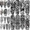 COKTAK 21 Sheets Extra Large Black Temporary Tattoos For Women Adults Greek Myth With 8 Sheets Full Arm Sleeve For Men Maori Warrior Compass and 13 Sheets Fake Large 3D Tatoo Stickers view 1