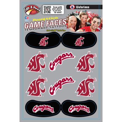 Fan-A-Peel Washington State Cougars Waterless Peel & Stick Temporary Tattoo Variety Pack  Hypoallergenic School Spirit Accessories Great for Tailgates & Game Day - Sticker Decal Assortment (10 Pack)