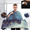 visesunny Barber Cape Octopus And Pirate Ship Black Pattern Polyester Hair Cutting Salon Cape Apron Anti-Static Haircut Shaving Cloth Beard Shaving Bib Hairdressing Cape view 3