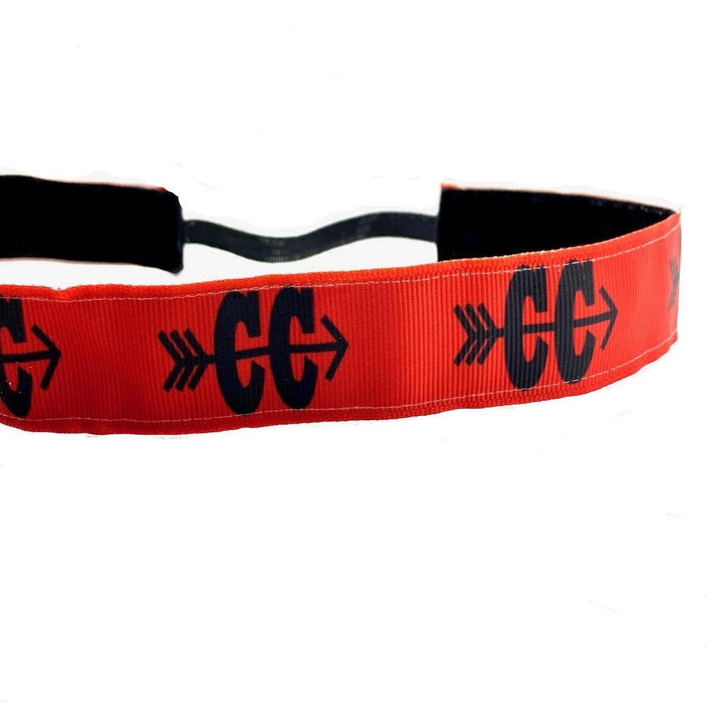 Cross country headband. Red women's girls nonslip running headband. 7/8" width. Handmade in the USA.