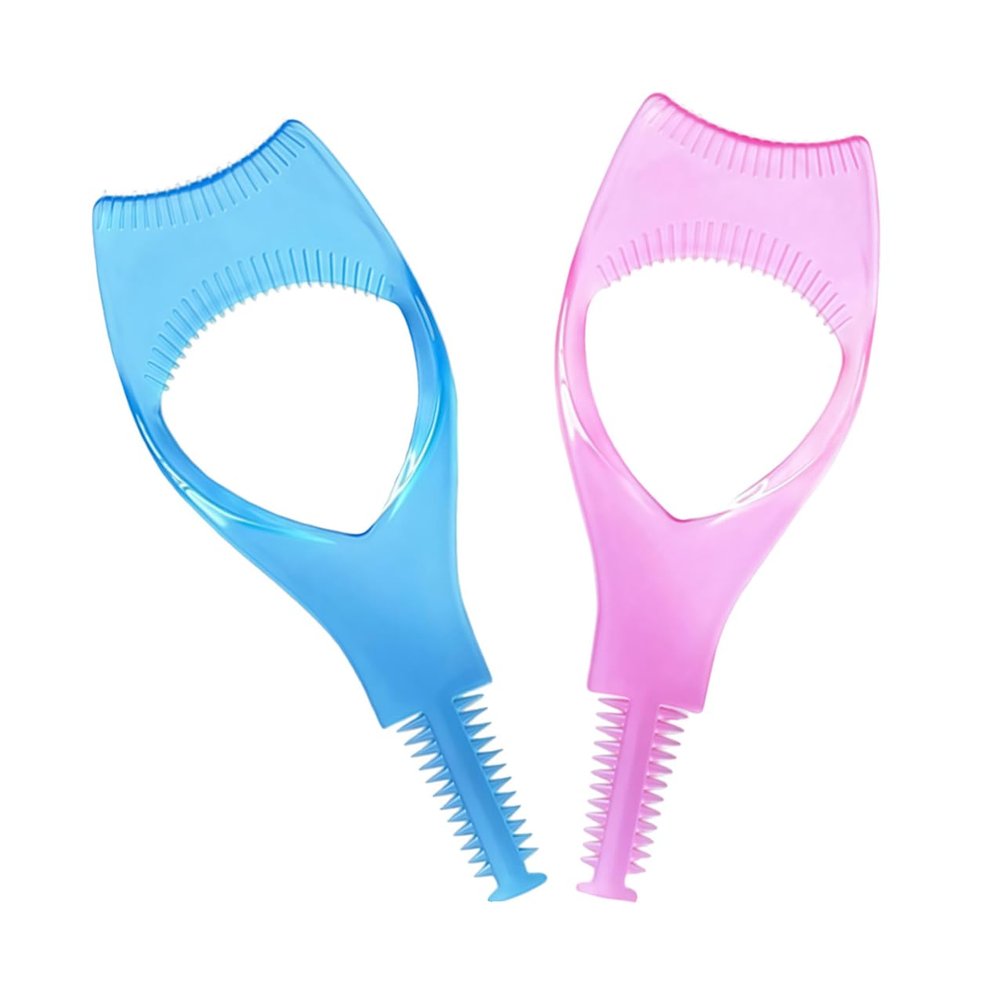 2PCS 4.1Inch Plastic Upper Lower Eyelash Mascara Guard Cover Protector Eyelash Makeup Tool with Eyelash Comb for Eyes Makeup (Blue+Pink)