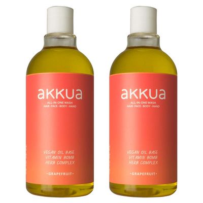 AKKUA All-in-One Body Wash With Vitamin Bomb Calming Herb Complex Natural Castile Liquid Soap 18.6oz, 2 Pack (INVIGORATING GRAPEFRUIT)