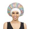 R&B Collection Silk Bonnets for Women. Curly Hair, Sleep Cap, Satin Bonnet (2 Pack) (Silver, X-Large) view 1